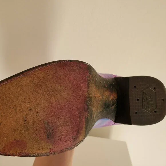 Tony Lama 10 painted pink purple blue western cowboy boots barbie cowgirl rodeo - Picture 12 of 13